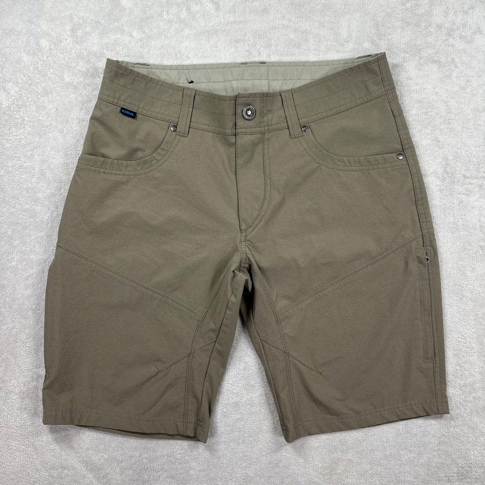 KUHL Silencr Shorts Mens 32 Khaki Olive 10" Hiking Technical Ripstop Outdoors